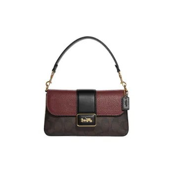 COACH Grace With Cow Leather Shoulder Bag, Portable Crossbody Bag Women's Red & Brown & Black