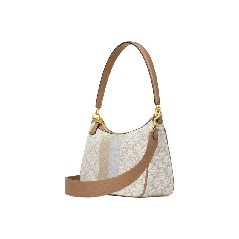 Kate Spade Fabric With Glossy Leather Detail Handbags Shoulder Bags Small Size Women's White & Light Brown-1