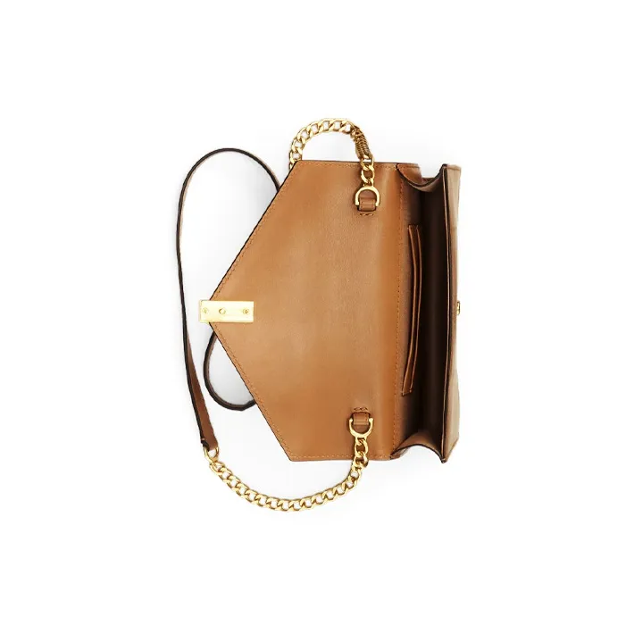 Polo Ralph Lauren Cow Leather Chain Money Clip Crossbody Bag Shoulder Bag Women's Brown-3