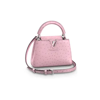 LOUIS VUITTON Capucines Ostrich Leather Kapusin Crossbody Tote Bag Over One Shoulder Mini Women's Pink