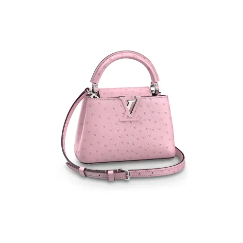 LOUIS VUITTON Capucines Ostrich Leather Kapusin Crossbody Tote Bag Over One Shoulder Mini Women's Pink