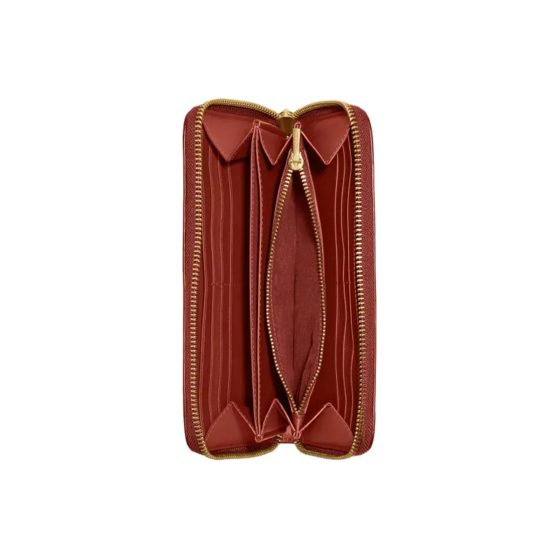 COACH Mint+Serf Collaboration Accordion Zip Canvas With Leather Card Holder Wallet Small Size Women's Brown-3