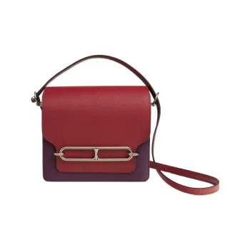 HERMES Roulis Evercolor Calfskin Shoulder Bag, Crossbody Bag Mini Women's Blackcurrant Purple & Garnet Red