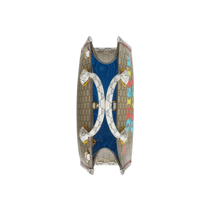 GUCCI Monogram Canvas Tote Bag, Shopping Bag, Shoulder Bag, Crossbody Bag, Handbag Trumpets Men's Black Blue/Ebony-4