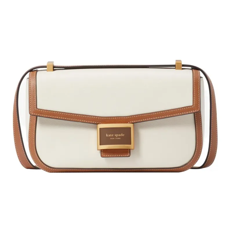 Kate Spade Cow Leather Crossbody Bag Shoulder Bag Medium Size Women's White & Brown-0