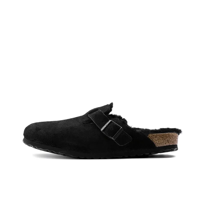 Birkenstock Boston Shearling Medium/Narrow Fit Suede Leather Black-0