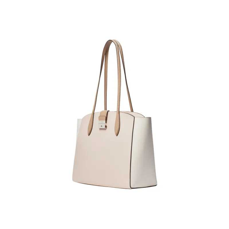 Kate Spade Split Cow Leather Tote Bag Shopping Bag Handbag Shoulder Bag Large Size Women's Pale Dogwood Gray White-2