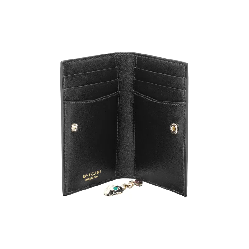 BVLGARI Serpenti Forever Calfskin Credit Card Holder Card Case Women's Pink-3