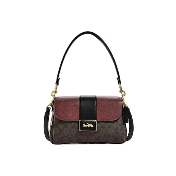 COACH Grace Artificial Leather Bonded Sheepskin Shoulder Bag Portable Crossbody Bag Shoulder Bag Women's Brown & Red