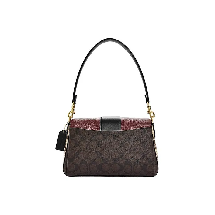 COACH Grace Artificial Leather Bonded Sheepskin Shoulder Bag Portable Crossbody Bag Shoulder Bag Women's Brown & Red-2