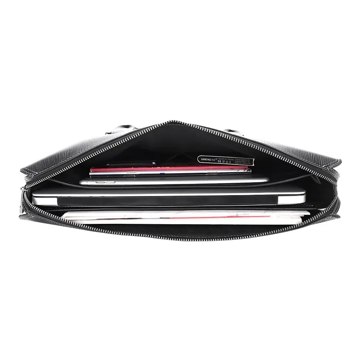 ELLE HOMME Cow Split Leather Document Bag Briefcase Medium Size Men's Black-5