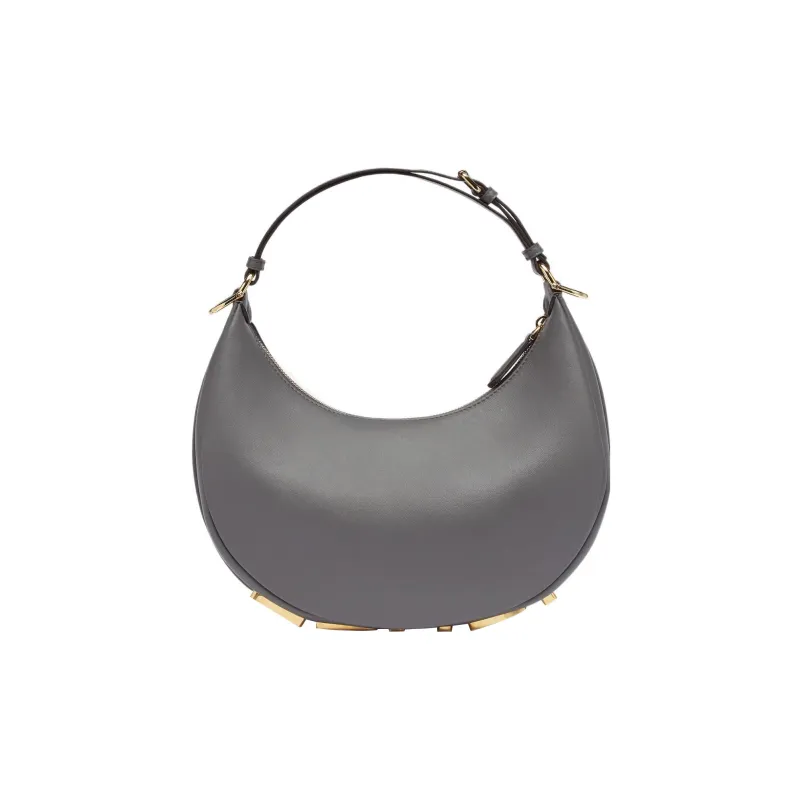 FENDI Fendigraphy Calfskin Crescent Bag Handbag Shoulder Bag Women's Dark Gray-1