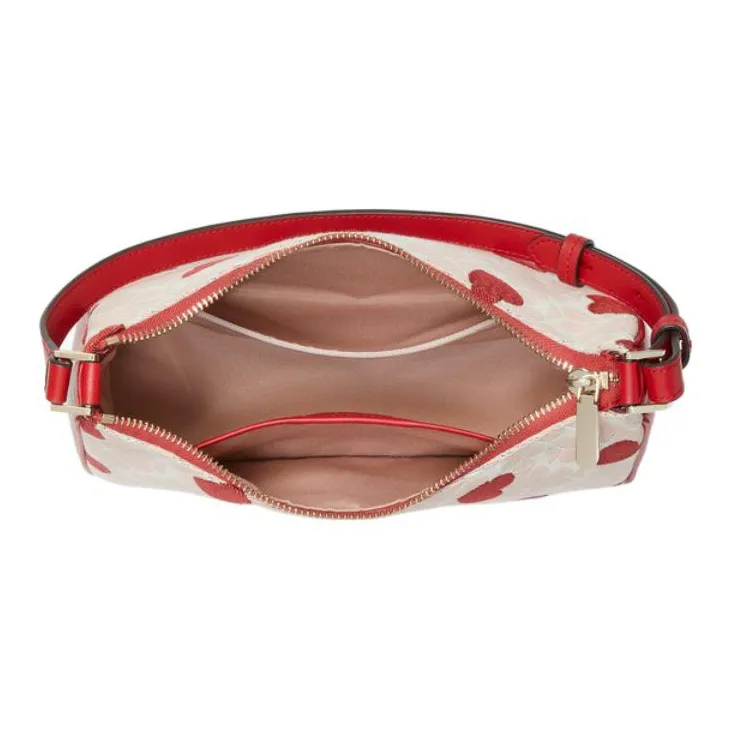 Kate Spade Fabric Cow Leather Patchwork Handbag Shoulder Bag Women's Strawberry Red & Light Pink-2