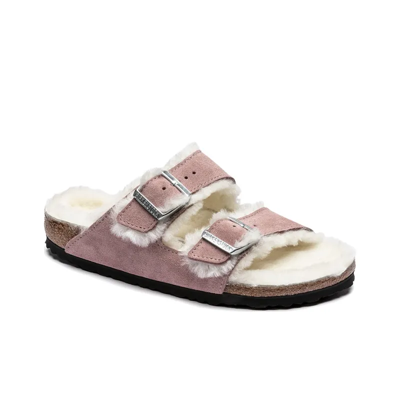 Birkenstock Arizona Shearling Other Abrasion-Resistant Slide Slippers Unisex Pink Narrow Fit-2