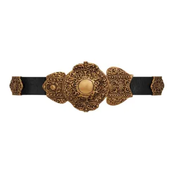 SAINT LAURENT Crackled-leather Byzantine Belt