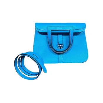 HERMES Halzan Evercolor Calfskin Horse Shoe Bag Handbag Shoulder Bag Crossbody Bag Women's 0F Bleu Frida Frida Blue