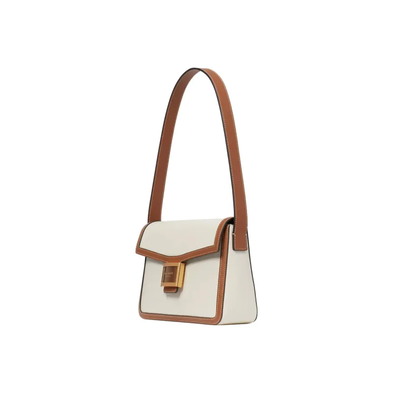 Kate Spade Katy Leather Handbag, Shoulder Bag Medium Size Women's White & Brown-2