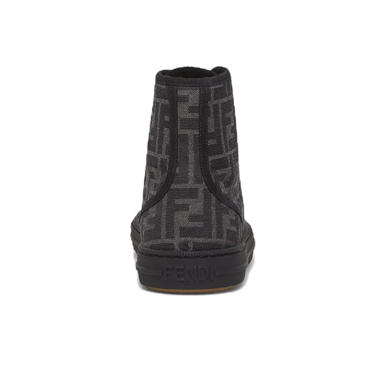 FENDI Domino High Top Stylish Skateboarding Shoes Men's Black-4