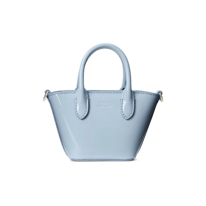 Polo Ralph Lauren Cow Leather Tote Bag Shopping Bag Shoulder Bag Crossbody Bag Handbag Women's Light Blue-0