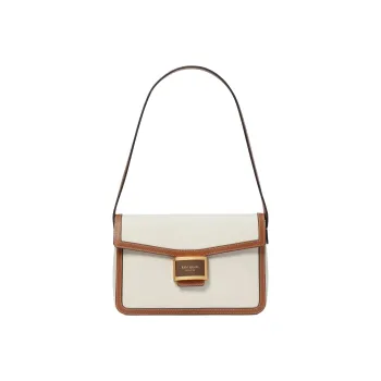 Kate Spade Katy Leather Handbag, Shoulder Bag Medium Size Women's White & Brown