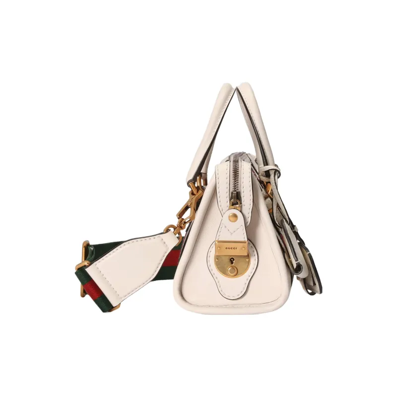 GUCCI Smooth Finish Leather Travel Bag, Shoulder Bag, Crossbody Bag, Handbag Mini Women's White-3