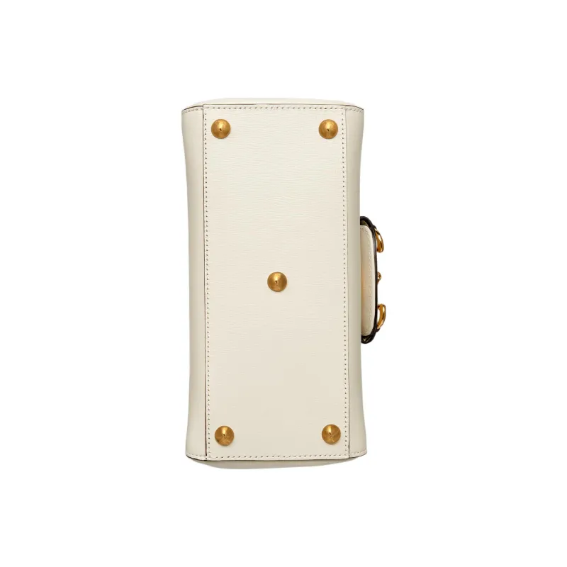 GUCCI Horsebit 1955 Leather Shoulder Bag Crossbody Bag Handbag Mini Women's White-7