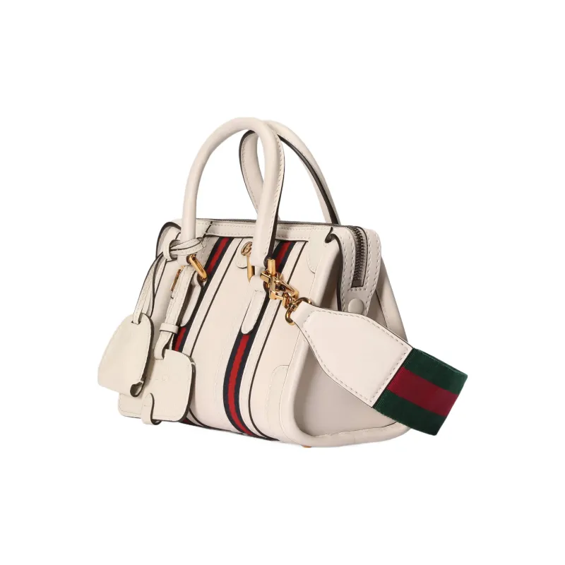 GUCCI Smooth Finish Leather Travel Bag, Shoulder Bag, Crossbody Bag, Handbag Mini Women's White-1