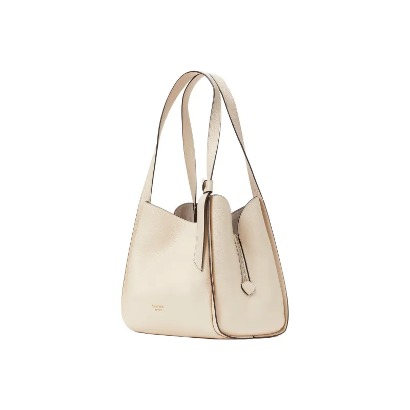 Kate Spade Knott Solid Color Pebble Texture Cow Leather Handbag, Shoulder Bag Large Size Women's Milk White-1
