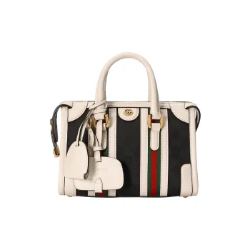 GUCCI Canvas With Leather Travel Bags Shoulder Bag Crossbody Bag Handbag Mini Women's Black/White