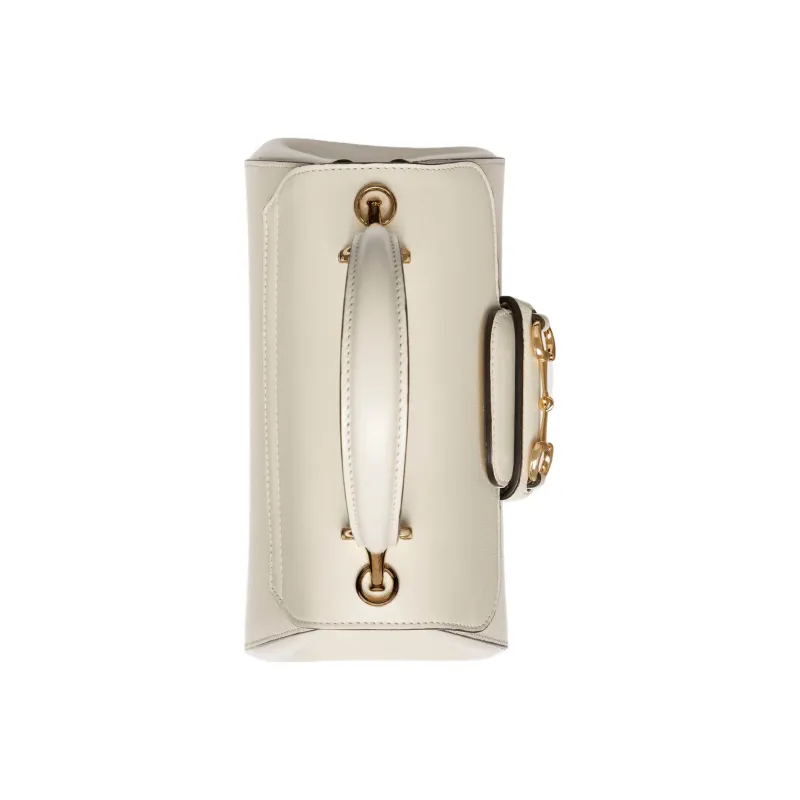 GUCCI Horsebit 1955 Leather Shoulder Bag Crossbody Bag Handbag Mini Women's White-5