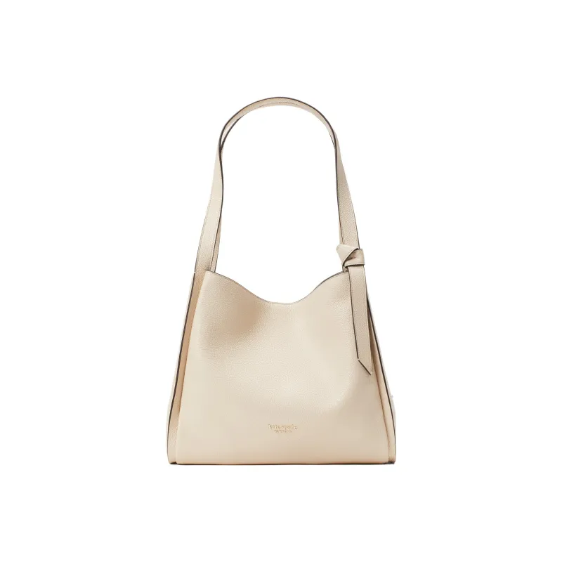 Kate Spade Knott Solid Color Pebble Texture Cow Leather Handbag, Shoulder Bag Large Size Women's Milk White-0