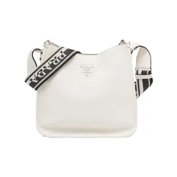PRADA Leather Hobo Bag Crossbody Bag Shoulder Bag Women's White