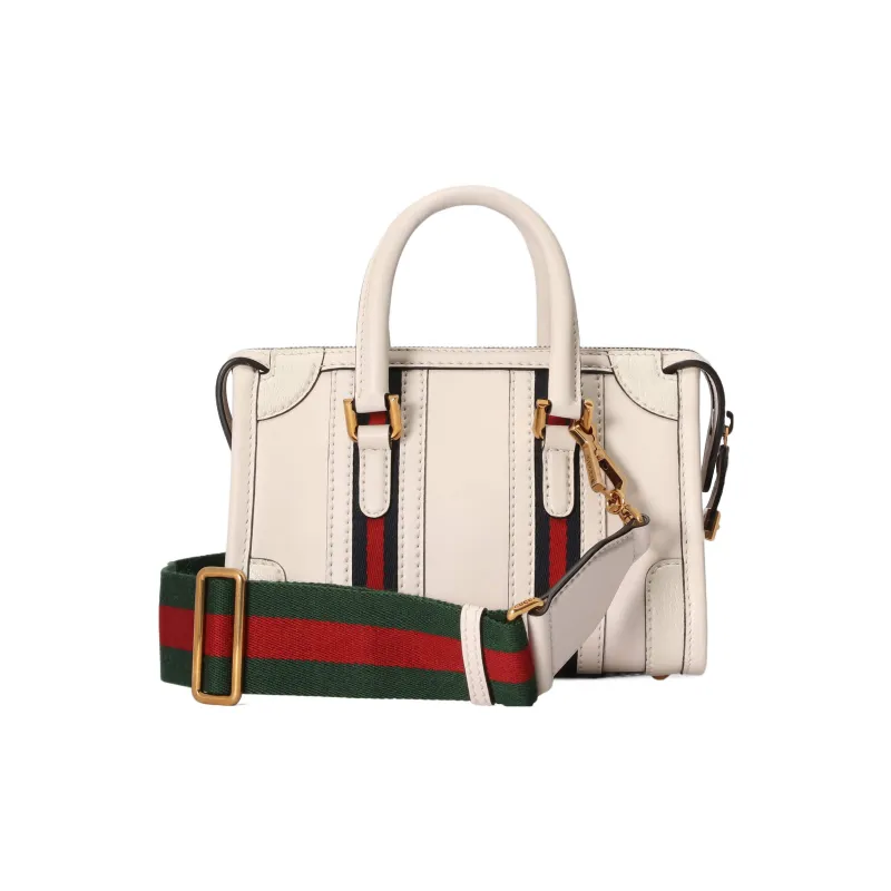 GUCCI Smooth Finish Leather Travel Bag, Shoulder Bag, Crossbody Bag, Handbag Mini Women's White-2