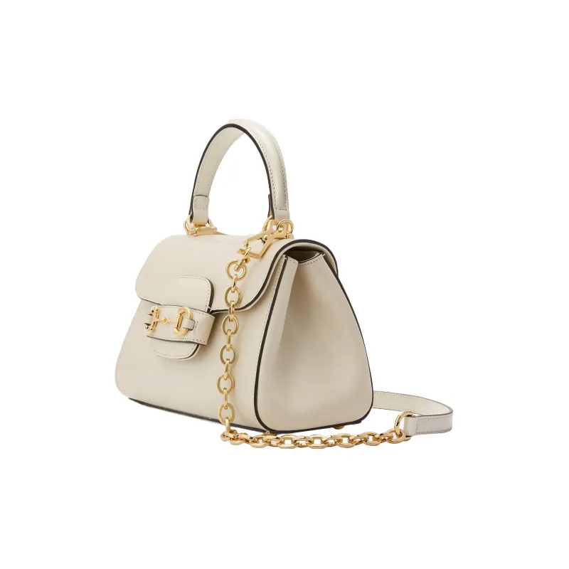 GUCCI Horsebit 1955 Leather Shoulder Bag Crossbody Bag Handbag Mini Women's White-2