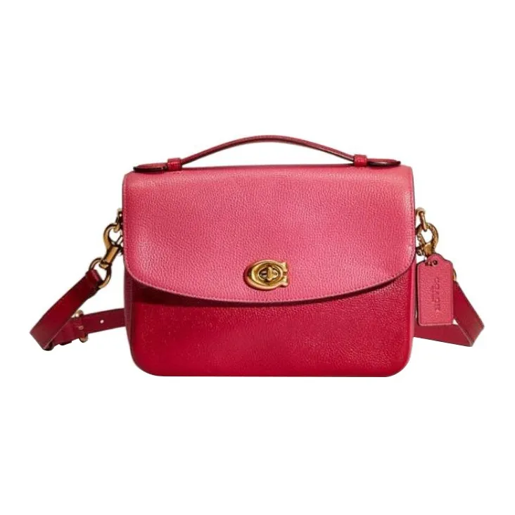 COACH Cassie Leather Shoulder Bag, Crossbody Bag, Handbag Medium Size Women's Bright Cherry & Purple-0