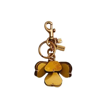 COACH Leather Keychain Charm Bag Merchandise Women's Mustard Yellow