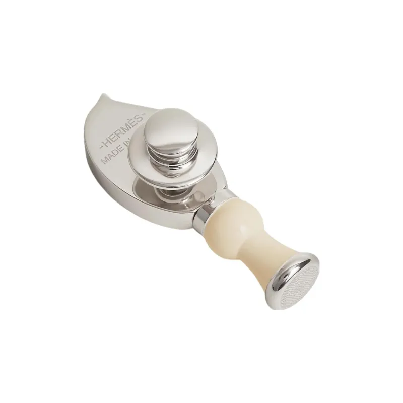 HERMES Palladium Plated Metal Brooches Unisex White-1