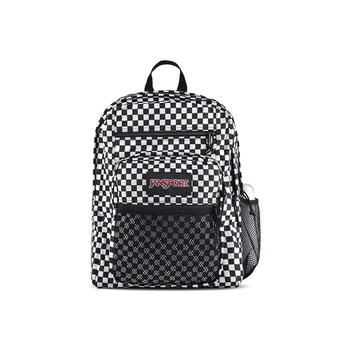 JanSport Polyester Backpack Medium Size Unisex Black White Plaid-0