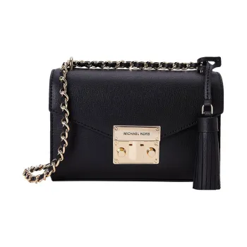 MICHAEL KORS Rose Cow Leather Shoulder Bag, Crossbody Bag Regular Women's Pure Black