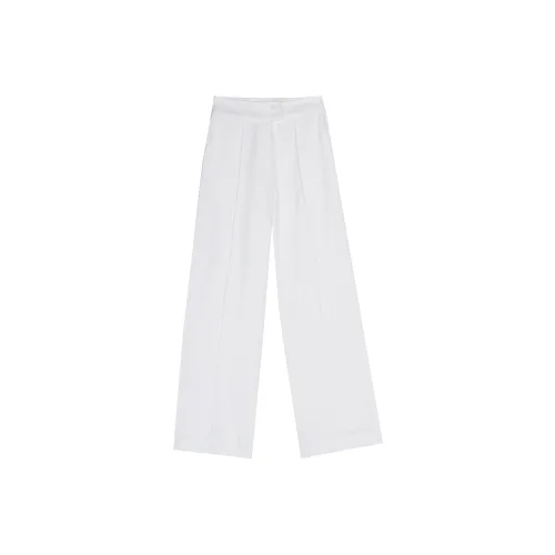 Leather Cat Casual Pants Women's White