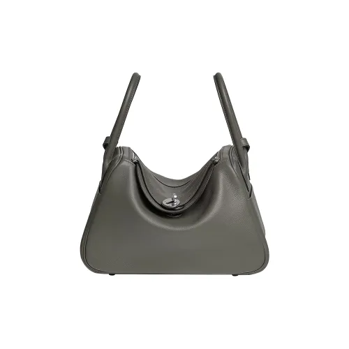 HERMES Lindy Evercolor Leather Shoulder Bag Women's 0L Grismeyer Rain Cloud Gray