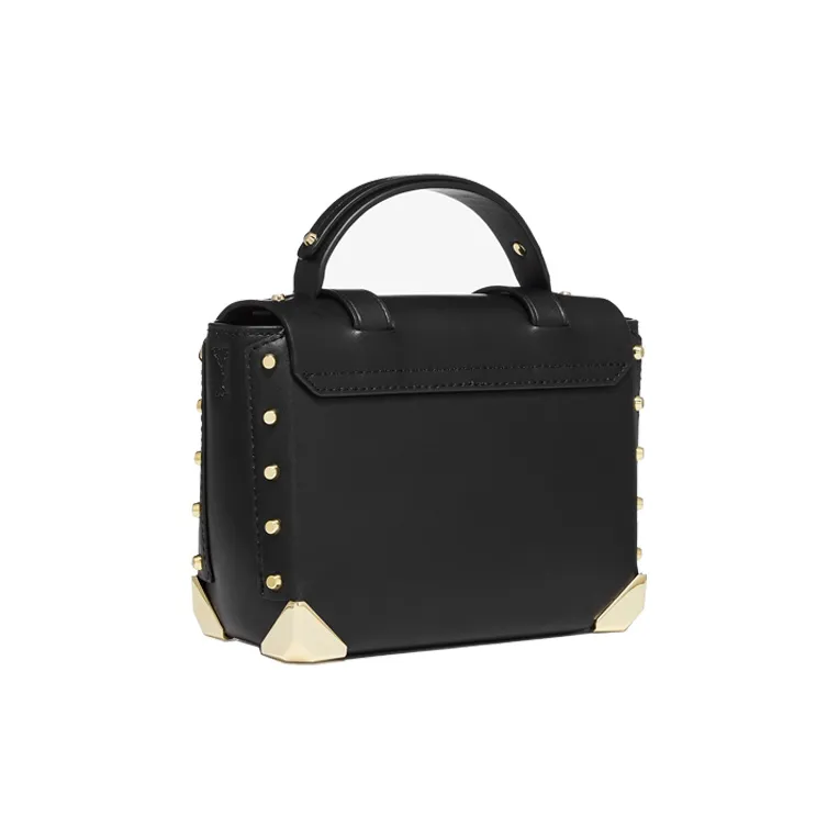 MICHAEL KORS Cowhide Leather Satchel Bag, Shoulder Bag, Crossbody Bag, Handbag Small Size Women's Black-4