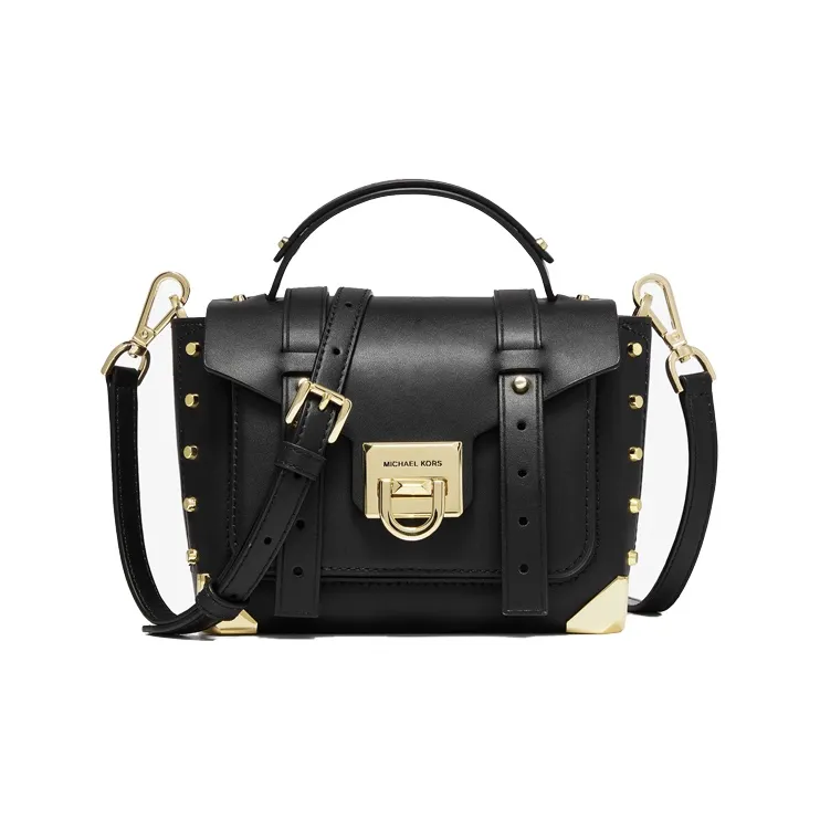 MICHAEL KORS Cowhide Leather Satchel Bag, Shoulder Bag, Crossbody Bag, Handbag Small Size Women's Black-0