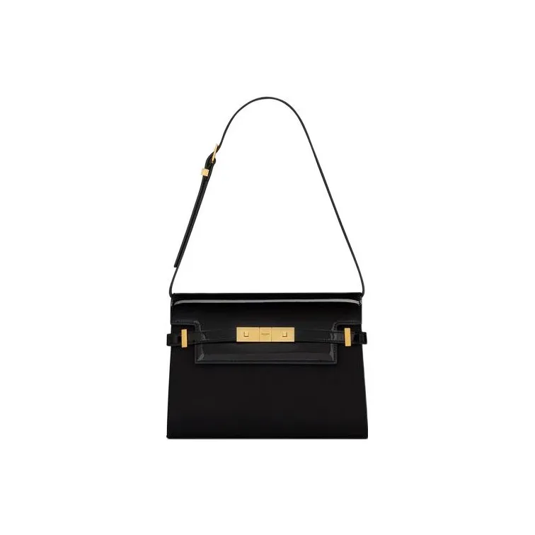 SAINT LAURENT MANHATTAN Calfskin Shoulder Bag Women's Black-0