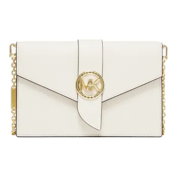 MICHAEL KORS Charm Cow Leather Shoulder Bag Medium Size Women's Milk White