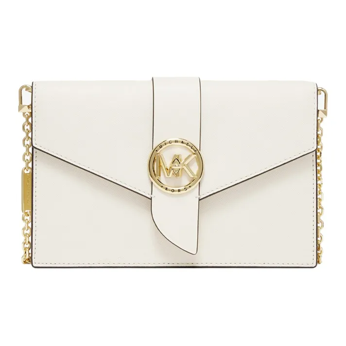 MICHAEL KORS Charm Cow Leather Shoulder Bag Medium Size Women's Milk White-0