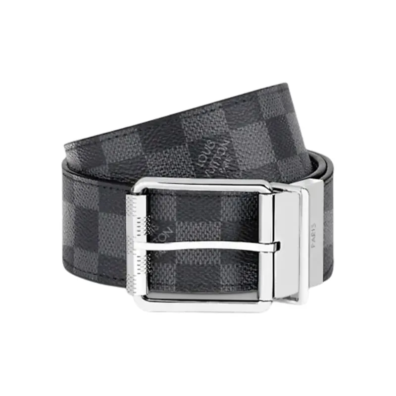 LOUIS VUITTON Belt Reversible Damier Graphite 40 MM Black Gray POIZON