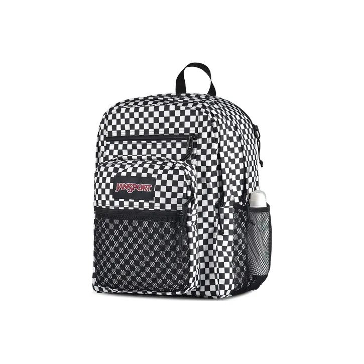 JanSport Polyester Backpack Medium Size Unisex Black White Plaid-1