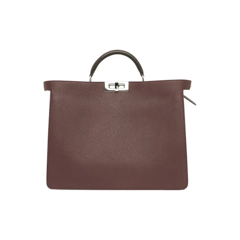 FENDI Peekaboo ISeeU Calfskin Crossbody One Shoulder Handbags Medium Size Men's Burgundy-5