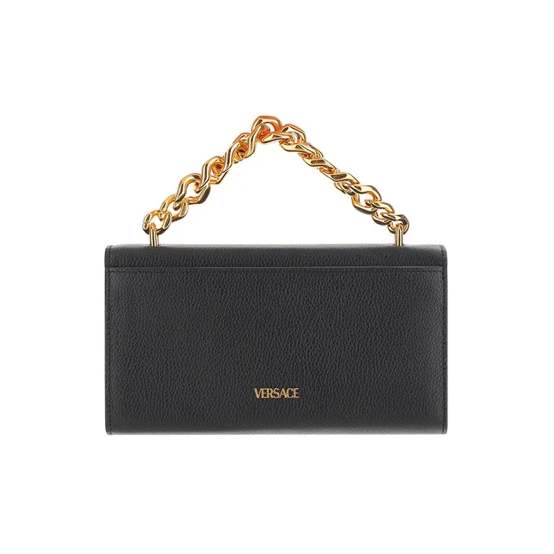 VERSACE Cow Leather Shoulder Bag Crossbody Bag Handbag Mini Women's Black-2